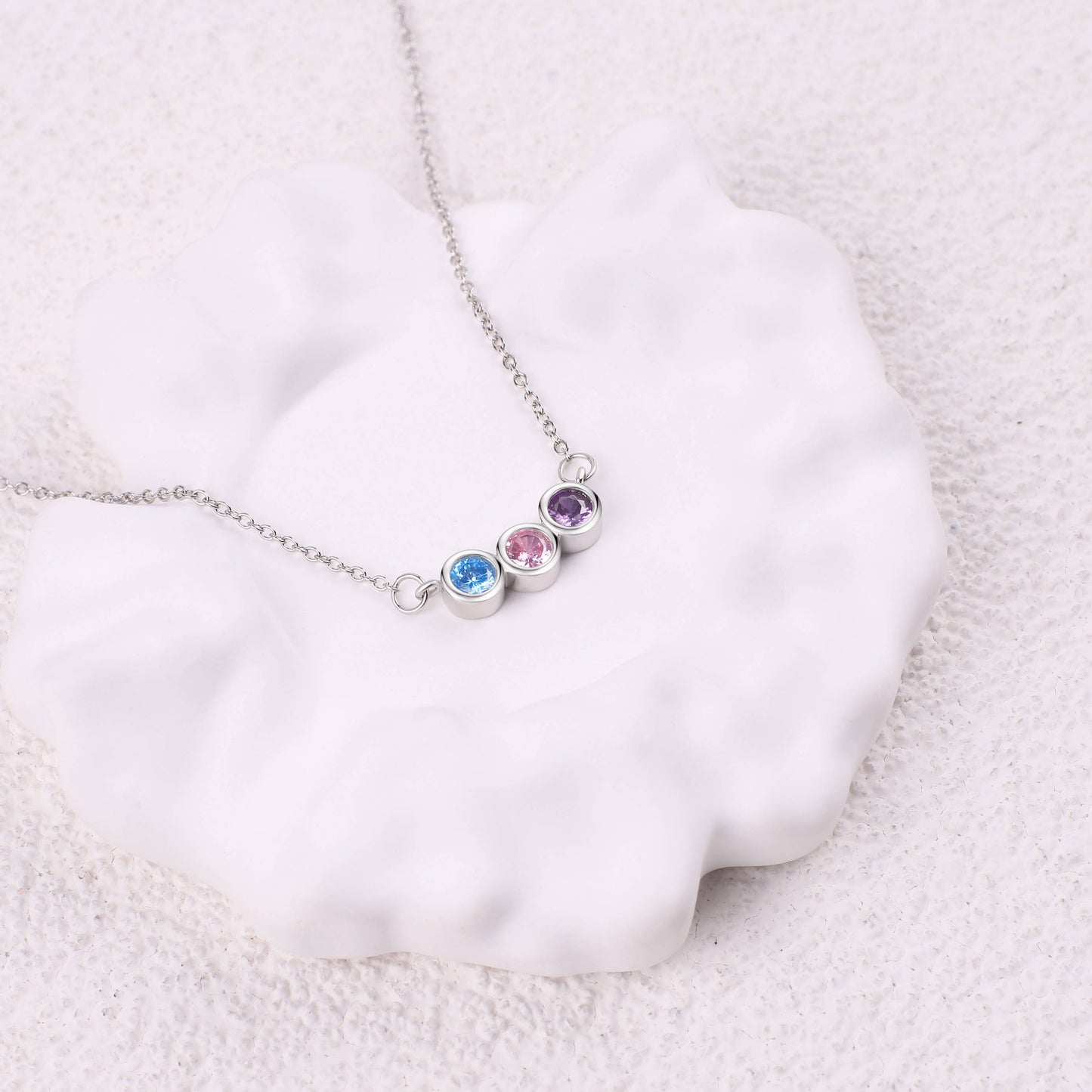 Dainty Family Birthstones Necklace