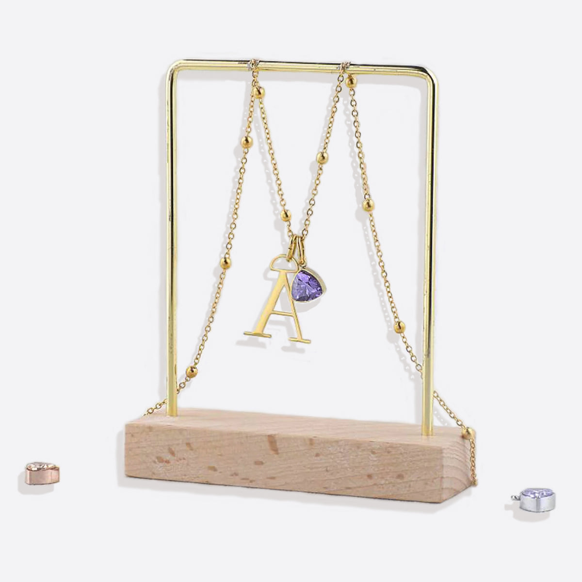 Initial & Birthstone Droplet Necklace