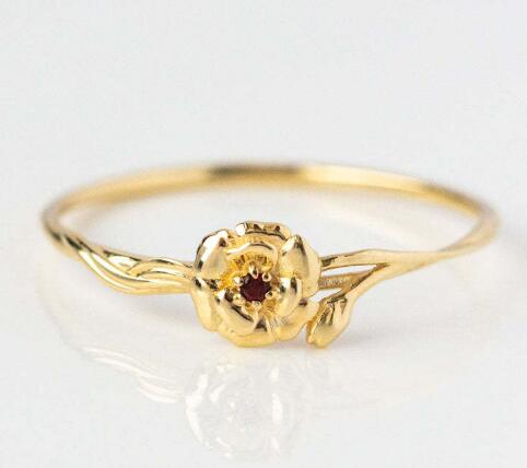 Dainty Gold Birth Flower Ring