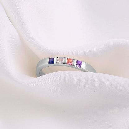 Princess-Cut Birthstone Band Ring