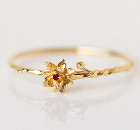 Dainty Gold Birth Flower Ring