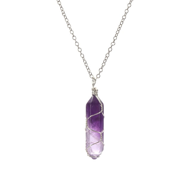 Wire-Wrapped Healing Crystal Point Necklace