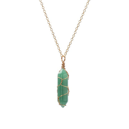 Wire-Wrapped Healing Crystal Point Necklace