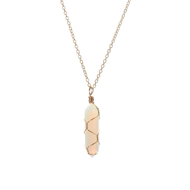 Wire-Wrapped Healing Crystal Point Necklace