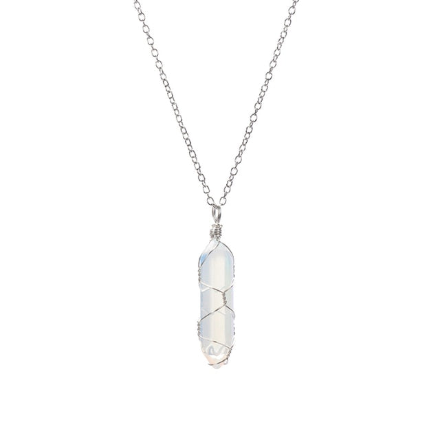 Wire-Wrapped Healing Crystal Point Necklace