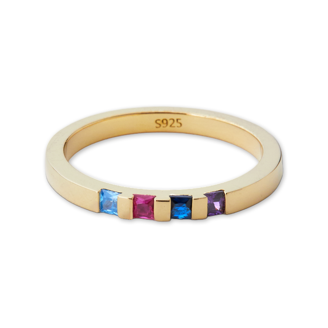 Princess-Cut Birthstone Band Ring