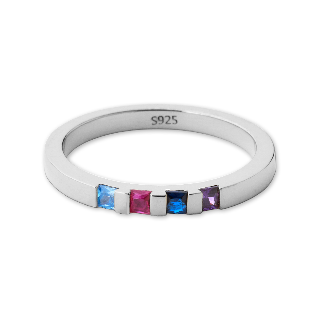 Princess-Cut Birthstone Band Ring