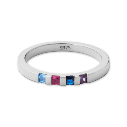 Princess-Cut Birthstone Band Ring