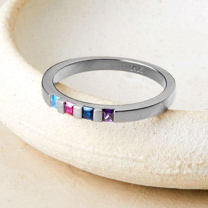 Princess-Cut Birthstone Band Ring