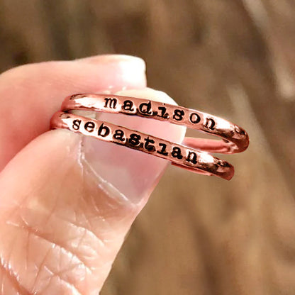 Tiny Stackable Name Ring