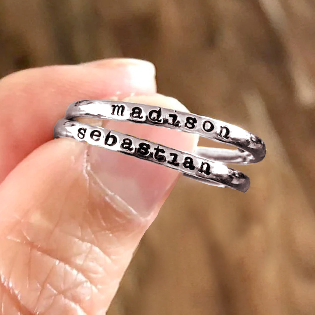 Tiny Stackable Name Ring