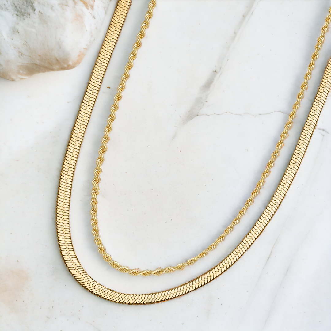 Herringbone + Rope Chain Set