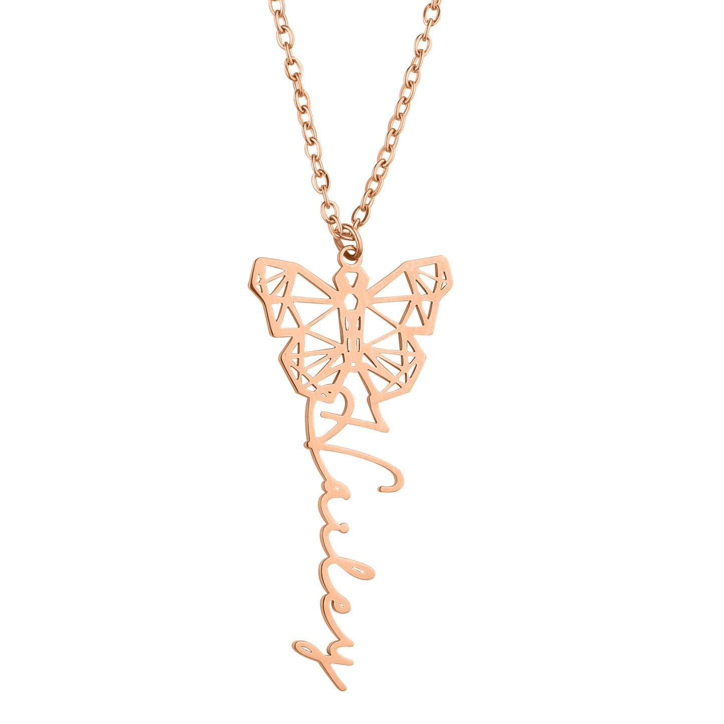 Geometric Butterfly Name Necklace