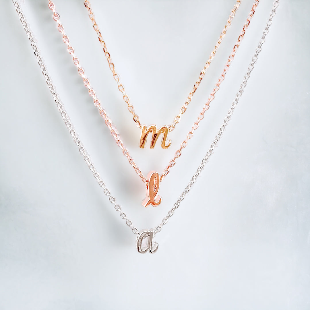 Tiny Initial Script Necklace