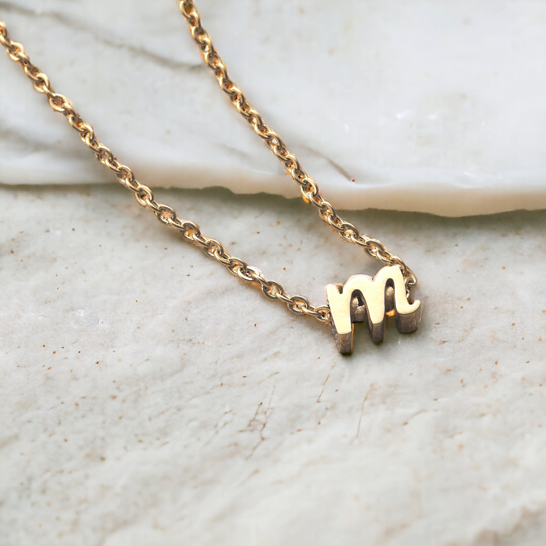 Tiny Initial Script Necklace