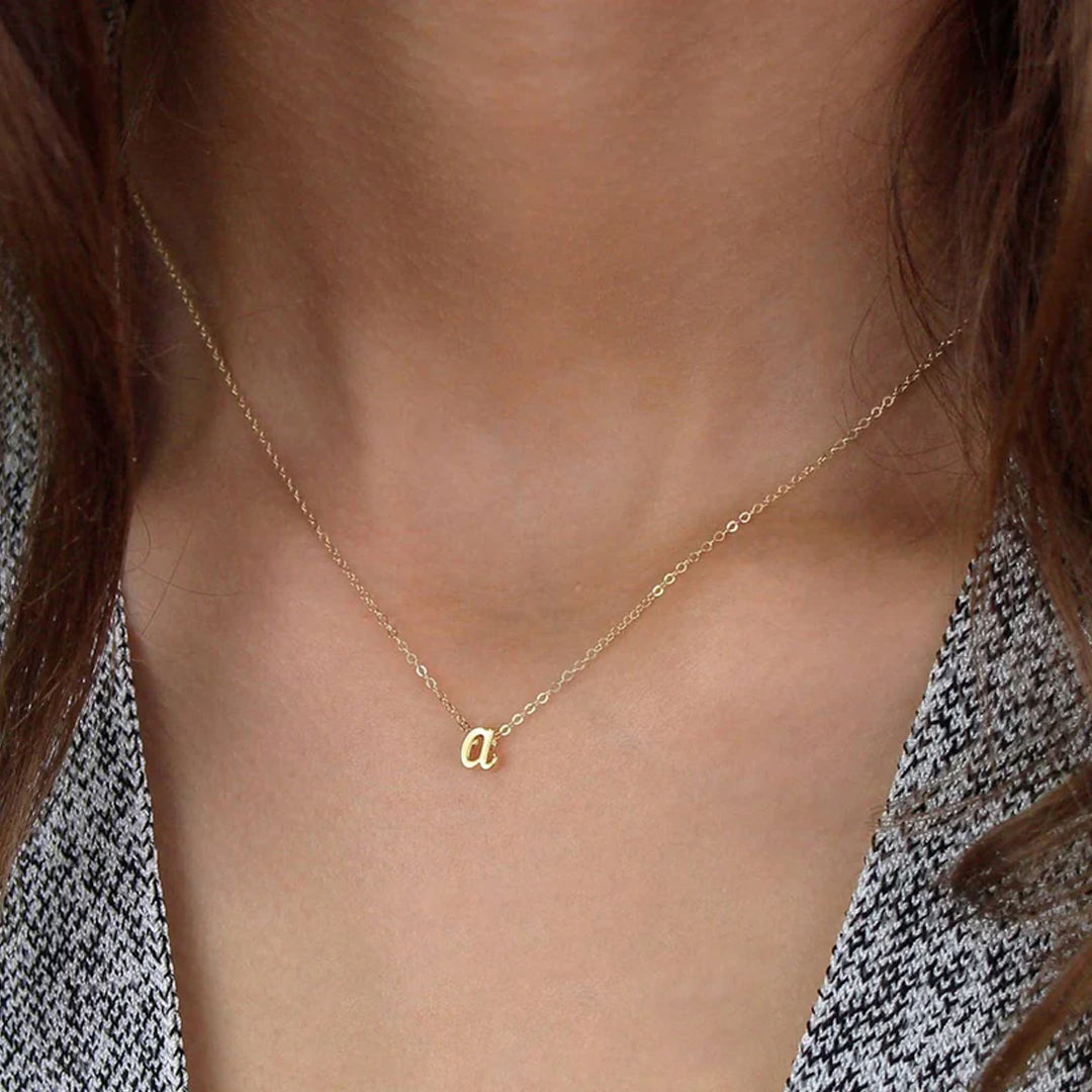 Tiny Initial Script Necklace