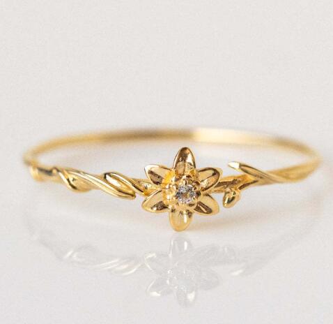 Dainty Gold Birth Flower Ring