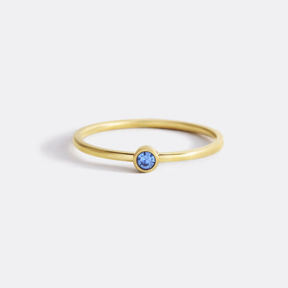 Minimalist Birthstone Stacking Band | Bezel Set Ring