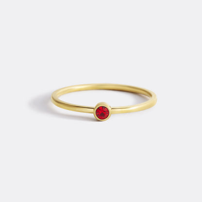 Minimalist Birthstone Stacking Band | Bezel Set Ring