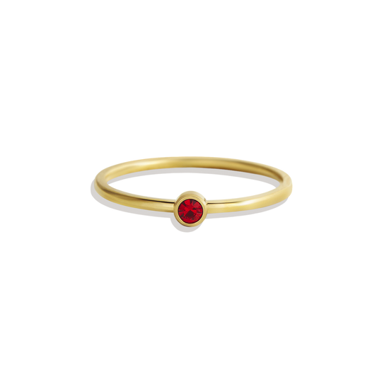 Minimalist Birthstone Stacking Band | Bezel Set Ring