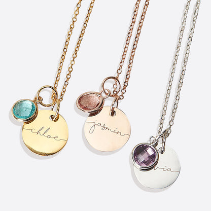 Monogram Script Birthstone Necklace