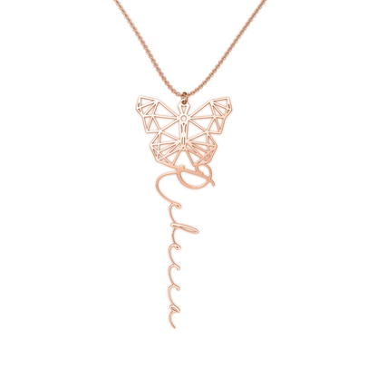 Geometric Butterfly Name Necklace