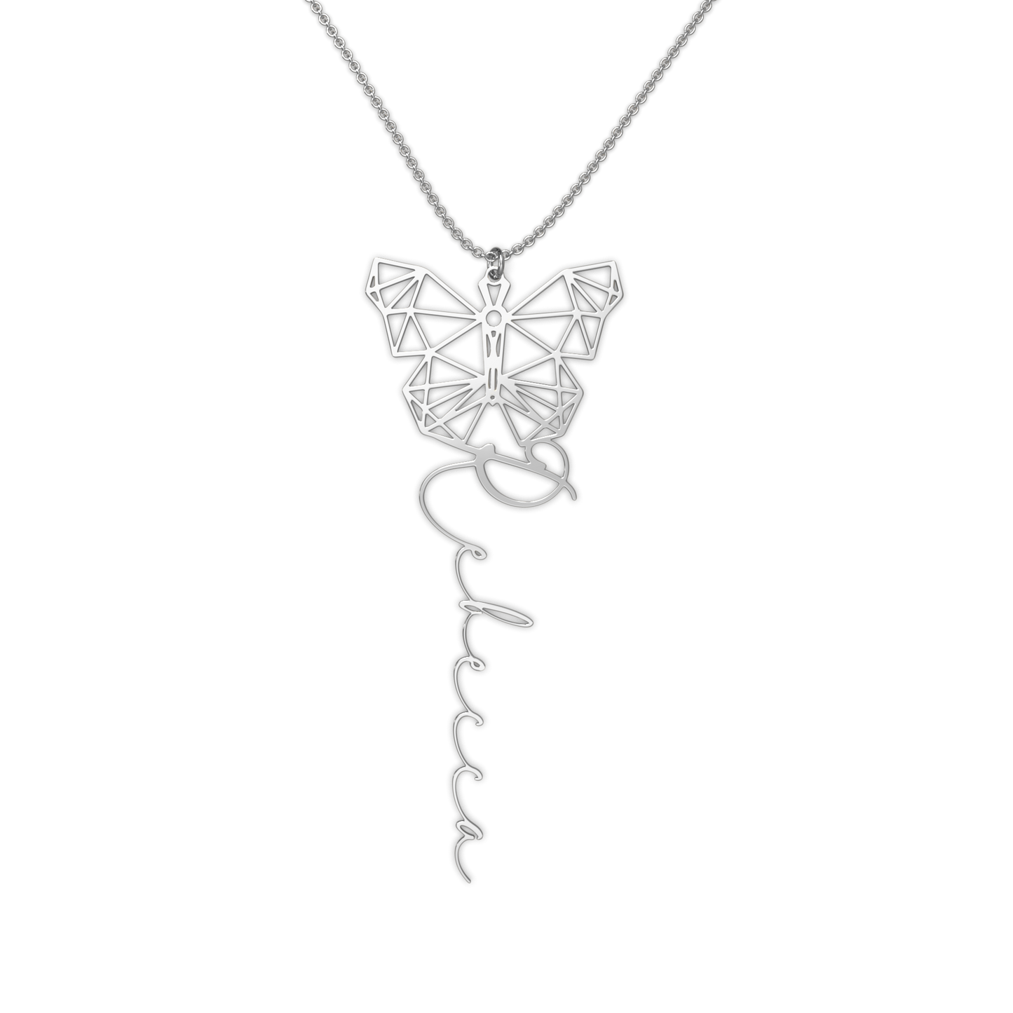 Geometric Butterfly Name Necklace