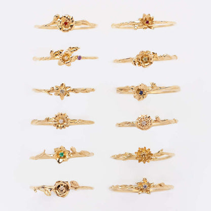 Dainty Gold Birth Flower Ring