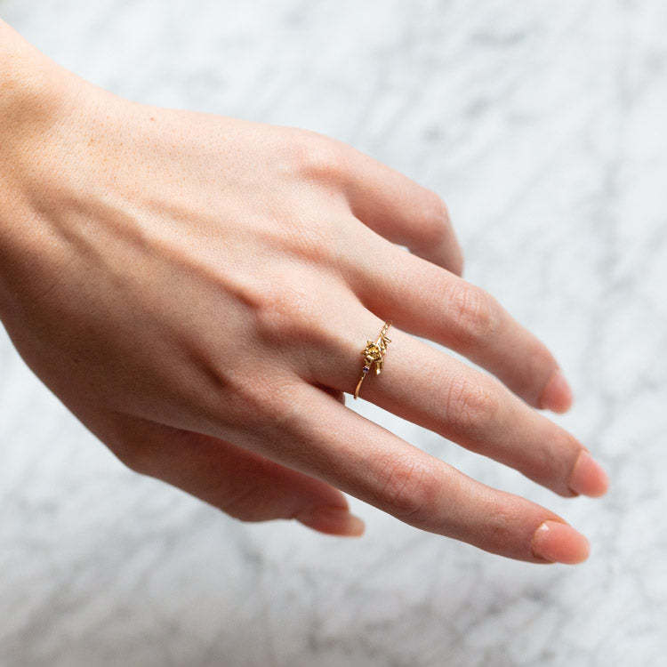 Dainty Gold Birth Flower Ring