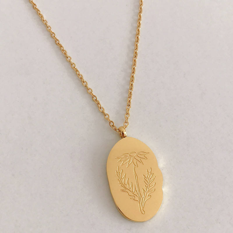 Gold Birth Flower Pendant Necklace