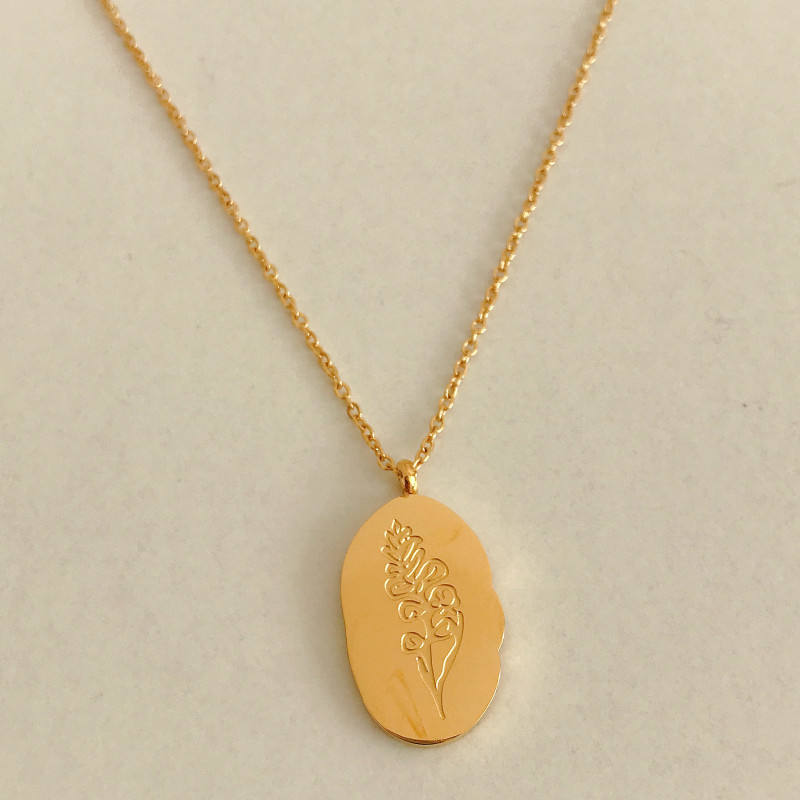 Gold Birth Flower Pendant Necklace