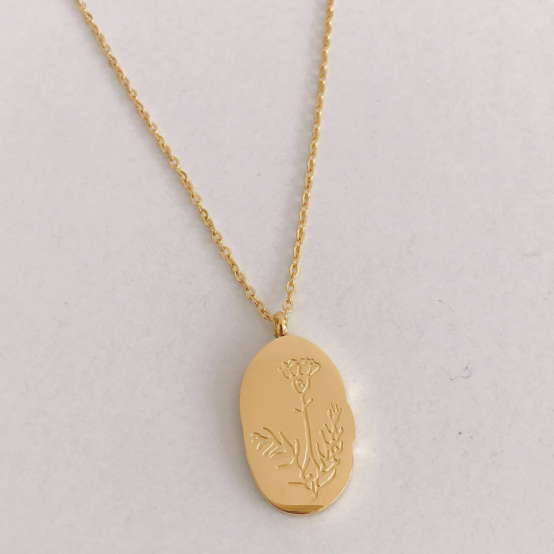 Gold Birth Flower Pendant Necklace