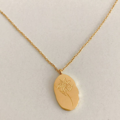 Gold Birth Flower Pendant Necklace