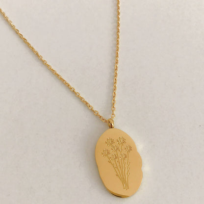 Gold Birth Flower Pendant Necklace