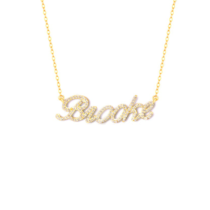 Pave Script Name Necklace