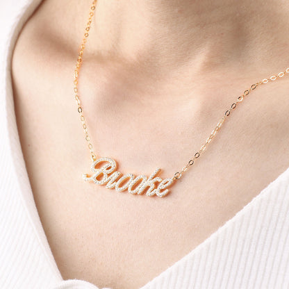 Pave Script Name Necklace