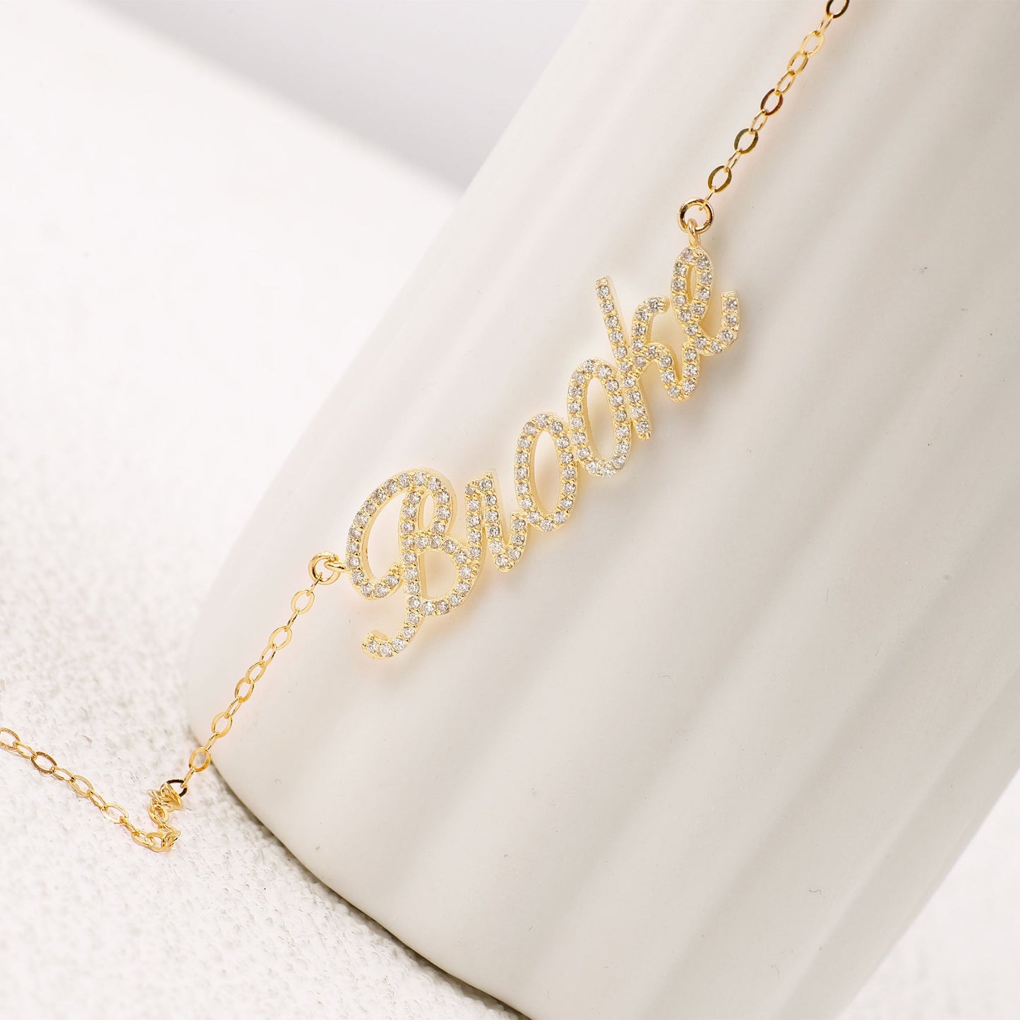 Pave Script Name Necklace