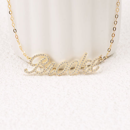 Pave Script Name Necklace