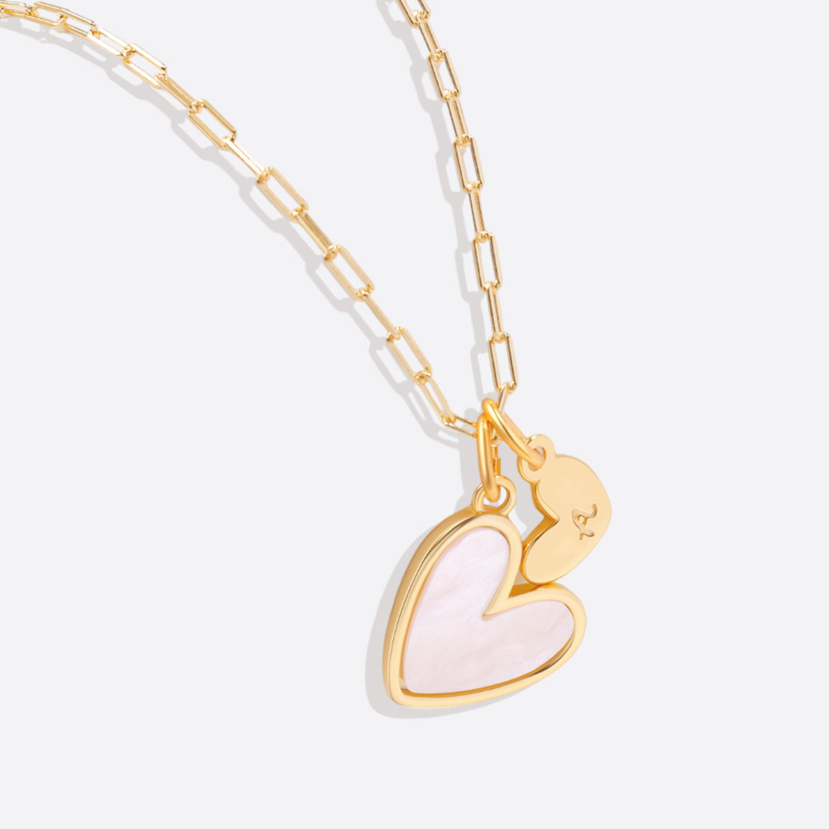 Mother Of Pearl Initial Heart Necklace