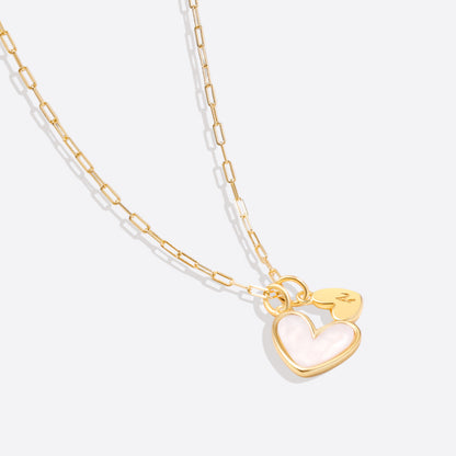 Mother Of Pearl Initial Heart Necklace