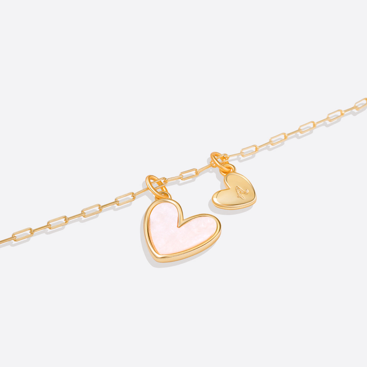 Mother Of Pearl Initial Heart Necklace