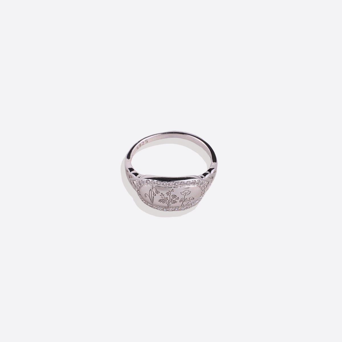 Personalized Birth Flower Bejeweled Ring