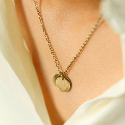 Dainty Initial Disc Necklace