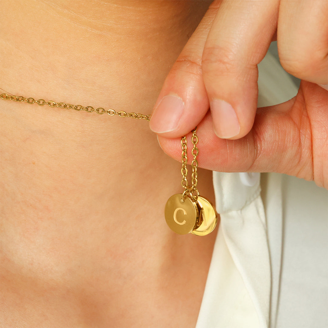 Dainty Initial Disc Necklace