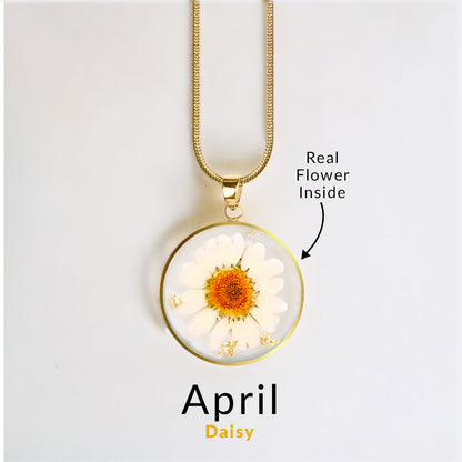 Pressed Birth Flower Necklace