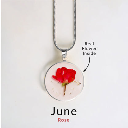 Pressed Birth Flower Necklace