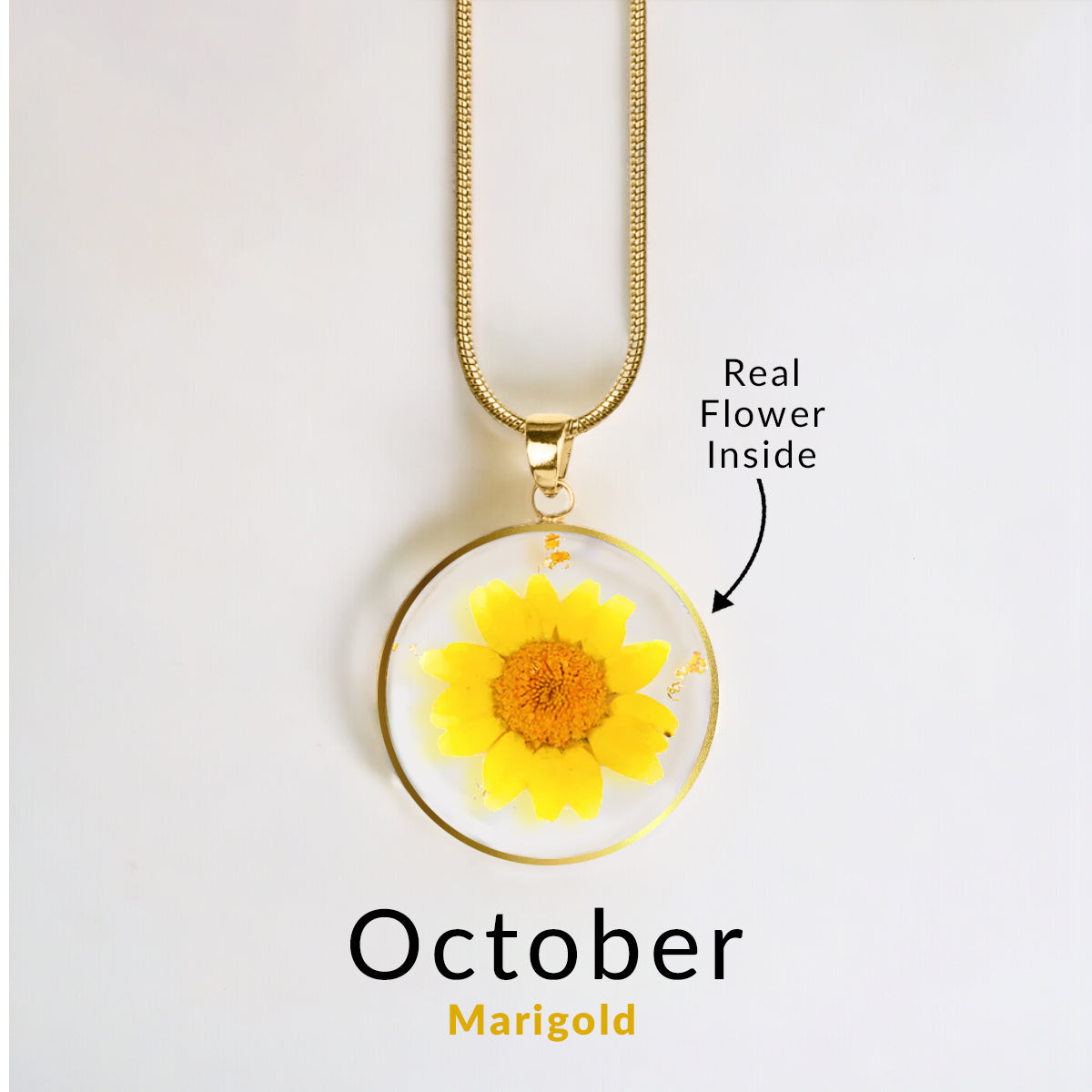 Pressed Birth Flower Necklace