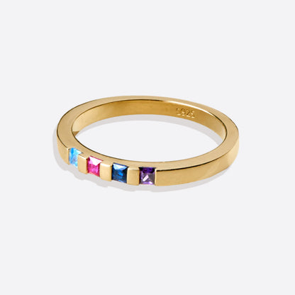 Princess-Cut Birthstone Band Ring