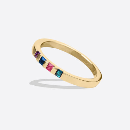 Princess-Cut Birthstone Band Ring