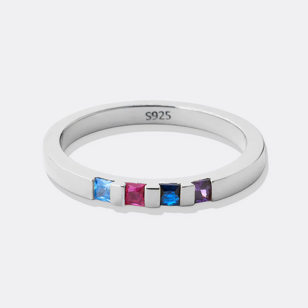 Princess-Cut Birthstone Band Ring